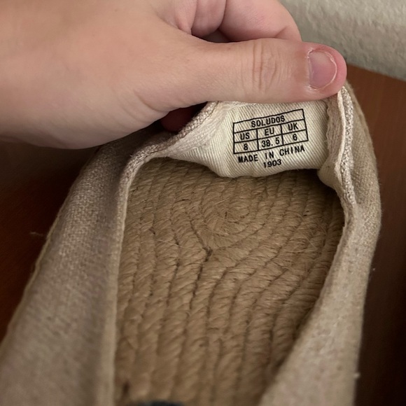Soludos Women's Jason Polan Wink Espadrilles Cream Cotton Canvas Jute Sz 8 Woven - Picture 8 of 13